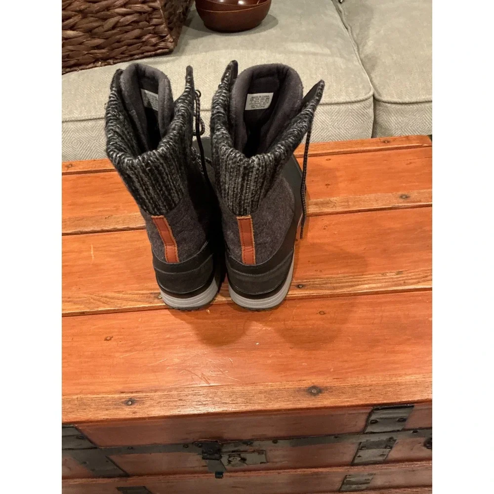 Salomon Hime High Winter Boots Black Grey Knit Wool Lace Up Womens 8.5 361707